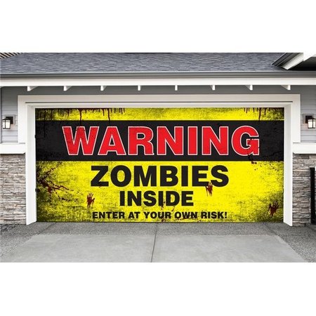 MY DOOR DECOR My Door Decor 285905HALL-013 7 x 16 ft. Zombies Inside Halloween Door Mural Sign Car Garage Banner Decor; Multi Color 285905HALL-013